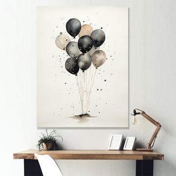 Minimalist Depiction Of Balloons - Hot Air Balloon Canvas Wall Art